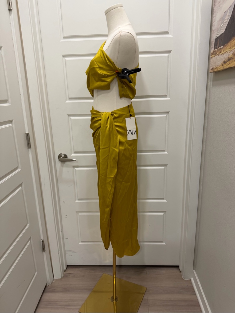 Zara One-Shoulder Draped Set in Mustard - Picture 5 of 9